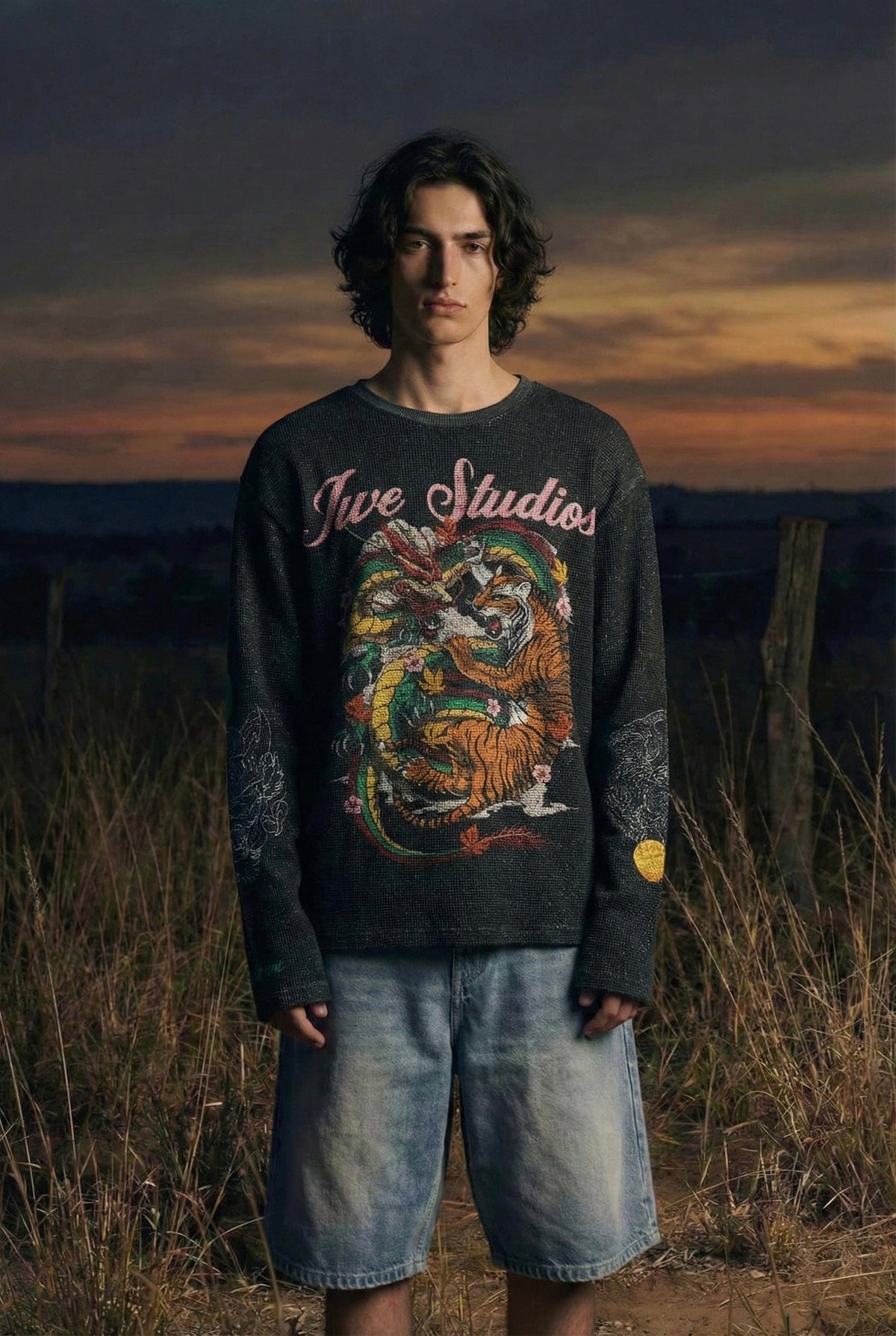 Dragon x Tiger Waffle Full Sleeve T-Shirt
