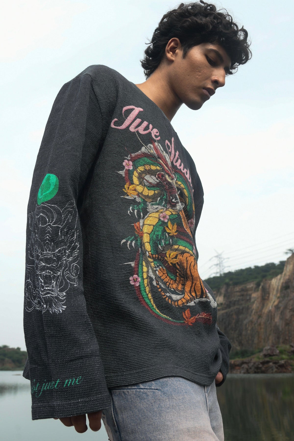 Dragon x Tiger Waffle Full Sleeve T-Shirt