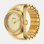 Fossil Watch Ring Women Quartz Gold Dial Analog Stainless Steel Watch Es5246