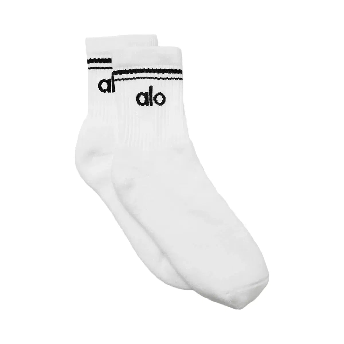 Alo Unisex Half-Crew Throwback Sock - White/Black