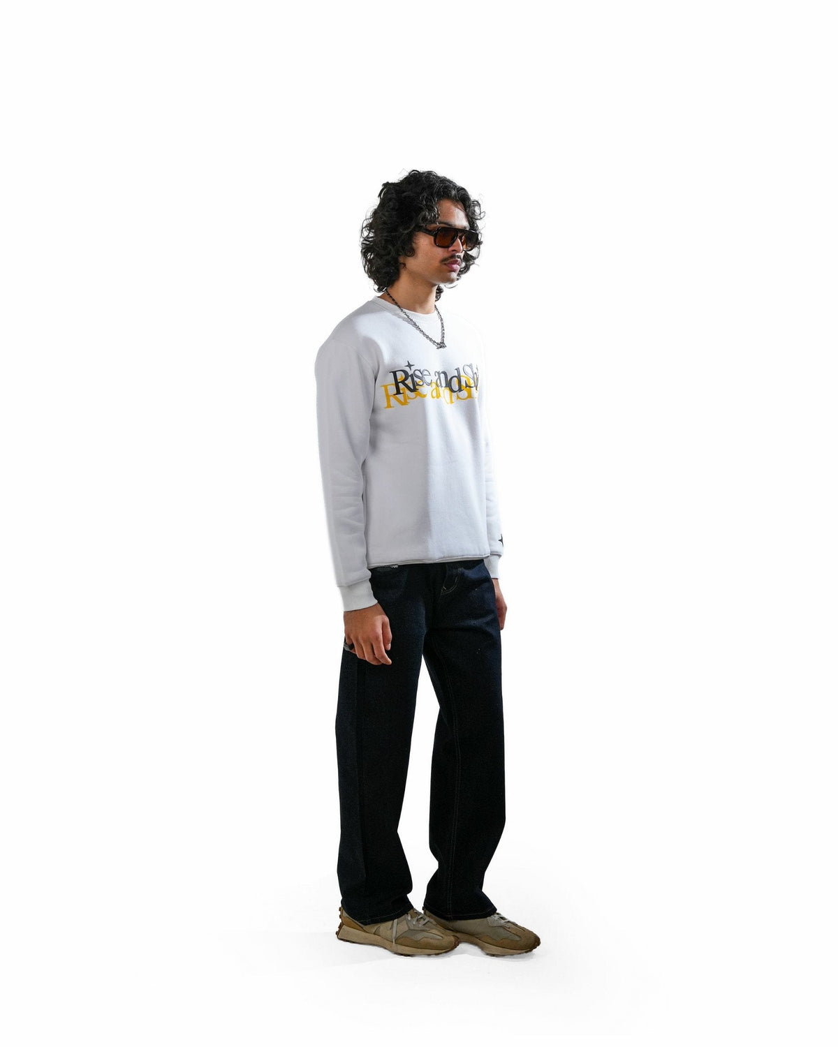 Rise & Shine - White Relaxed Men's Sweatshirt