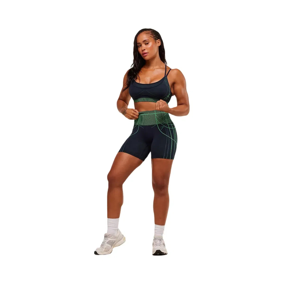 Gymshark Apex Seamless Shorts - Heavy Blue/Active Green