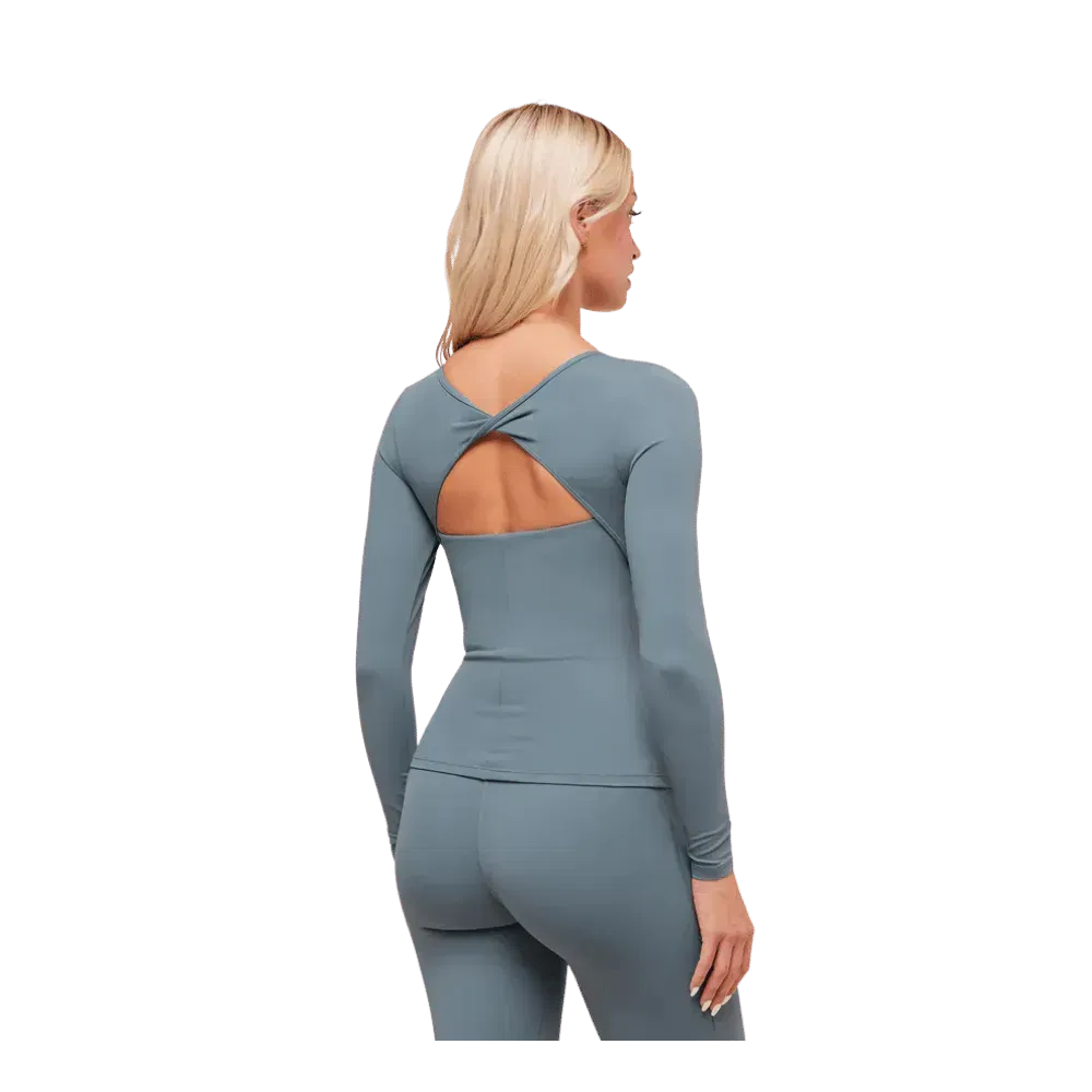 Gymshark Twist Back Long Sleeve Top Iron Blue