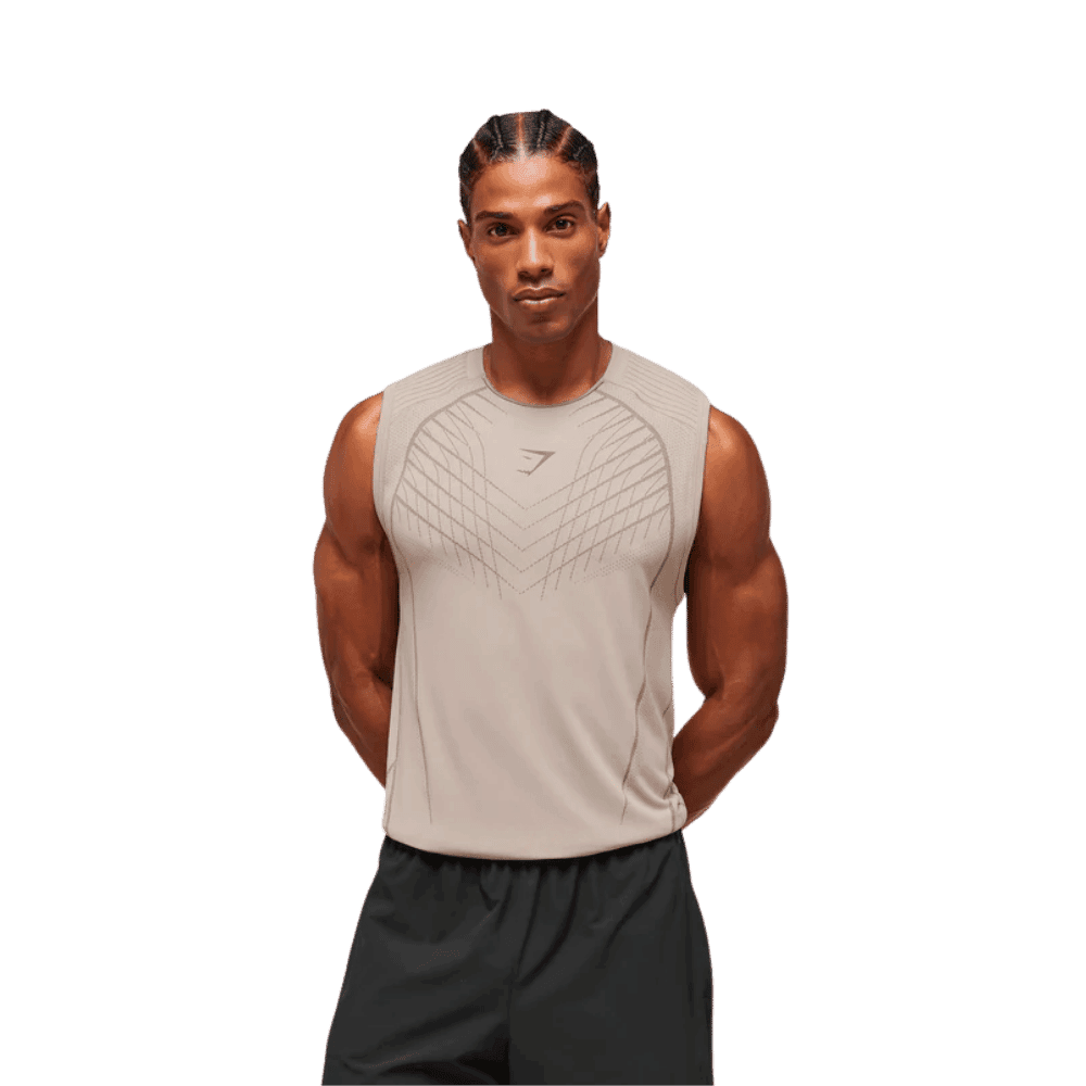 Gymshark Apex Seamless Tank Slim Fit Mushroom Grey/Pitch Grey