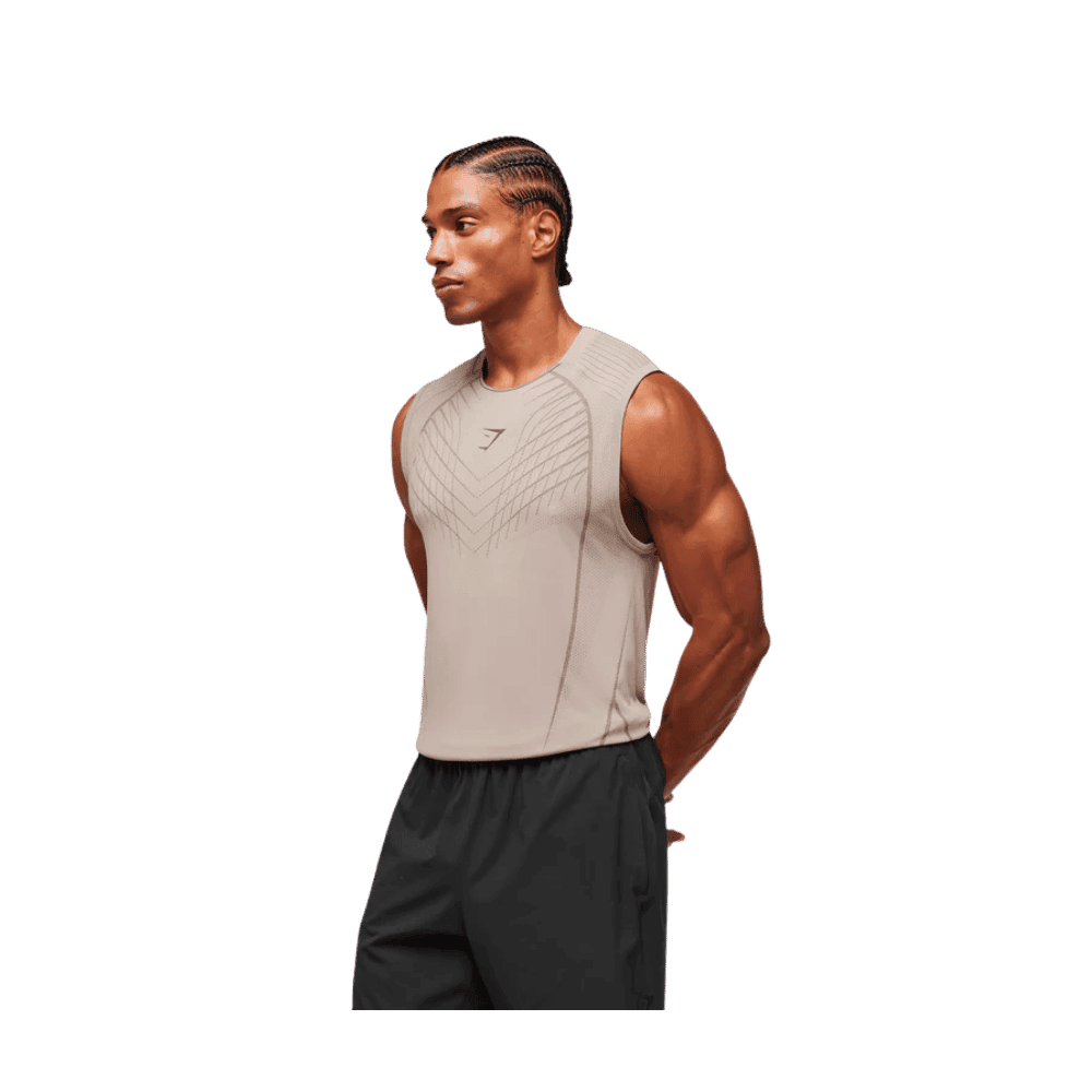 Gymshark Apex Seamless Tank Slim Fit Mushroom Grey/Pitch Grey
