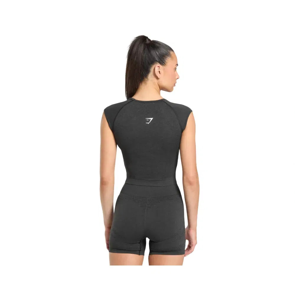 Gymshark Vital Scoop Neck Top Black Marl
