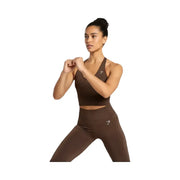 Gymshark Vital Halter Neck Tank With Shelf Crop Top Espresso Marl