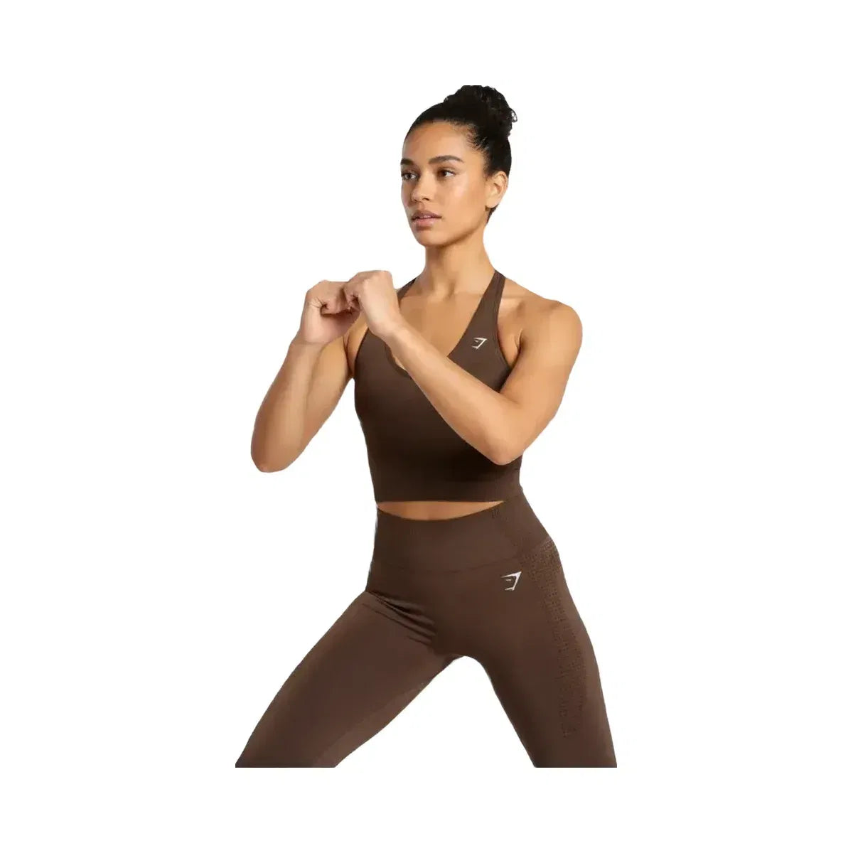 Gymshark Vital Halter Neck Tank With Shelf Crop Top Espresso Marl