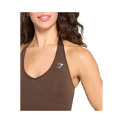 Gymshark Vital Halter Neck Tank With Shelf Crop Top Espresso Marl
