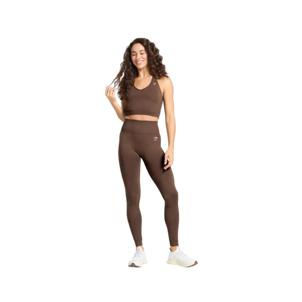 Gymshark Vital Halter Neck Tank With Shelf Crop Top Espresso Marl