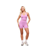 Gymshark Vital Halter Neck Tank With Shelf Crop Top Sour Pink Marl