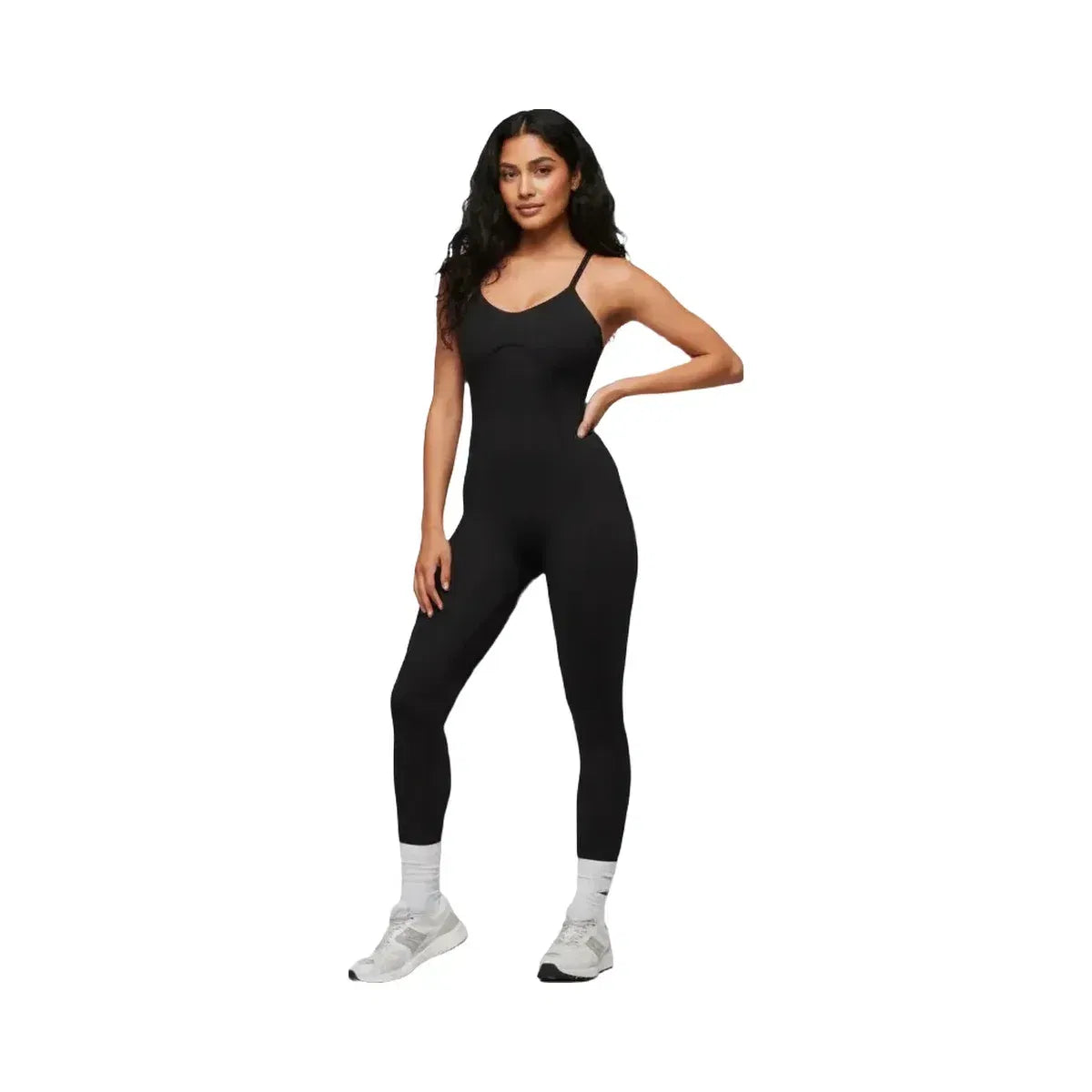 Gymshark Strappy All in One Full length Bodysuit Black/White