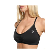 Gymshark Ruched Strappy Sports Bra Light Support Black