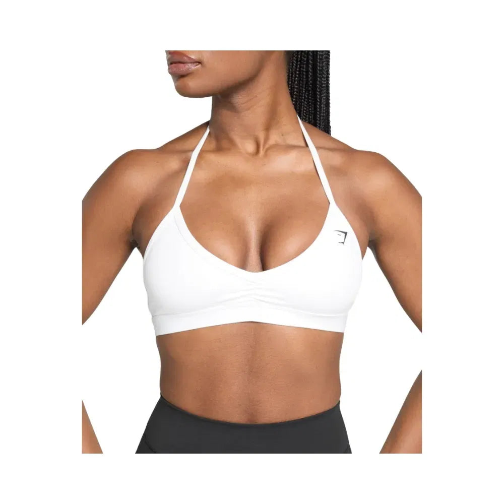 Gymshark Minimal Halterneck Sports Bra - Light Support White