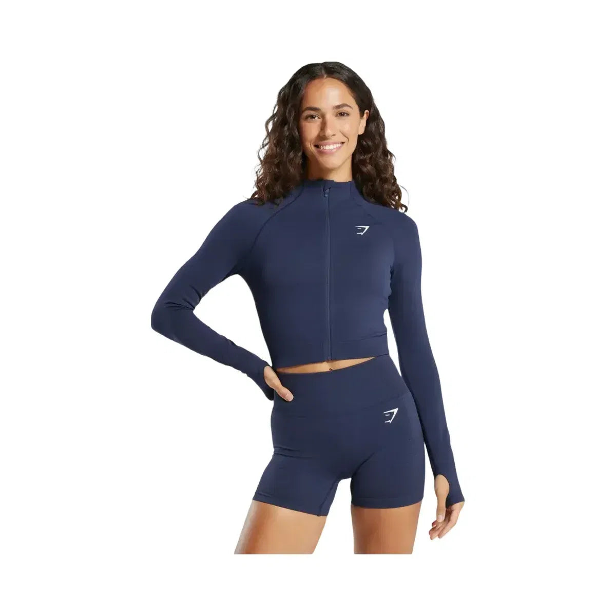 Gymshark Vital Midi Zip Up Jacket Heavy Blue Marl