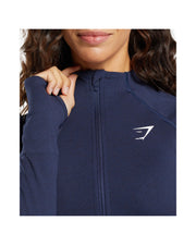 Gymshark Vital Midi Zip Up Jacket Heavy Blue Marl