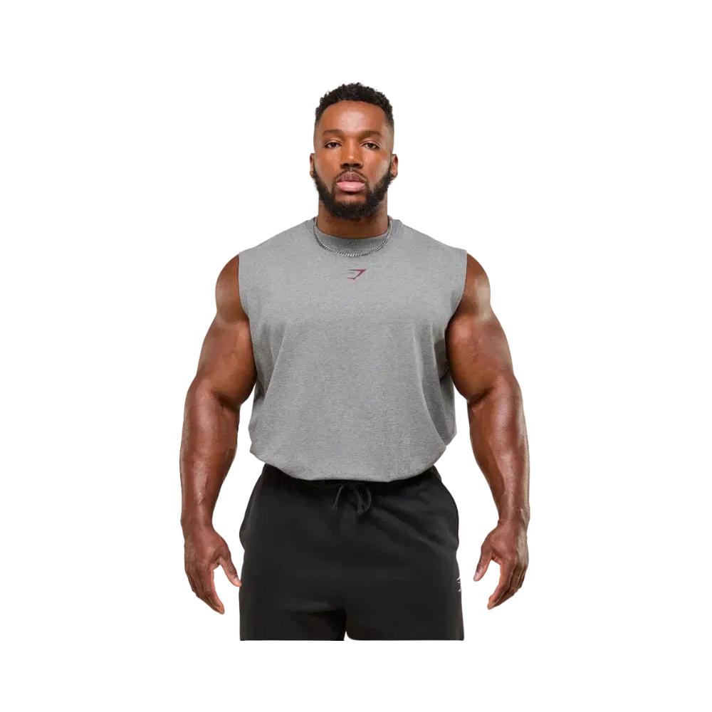 Gymshark Power Cut Off Tank Oversized Fit Charcoal Core Marl