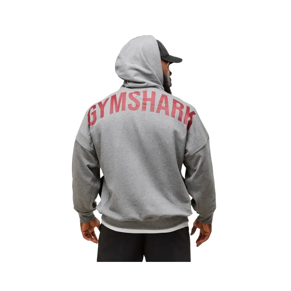 Gymshark Power Zip Up Hoodie Oversized Fit Charcoal Core Marl
