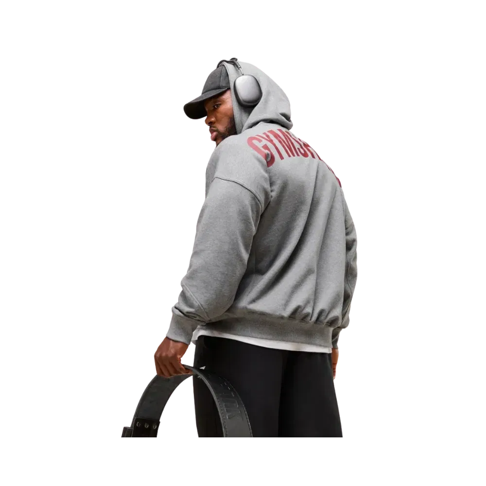 Gymshark Power Zip Up Hoodie Oversized Fit Charcoal Core Marl