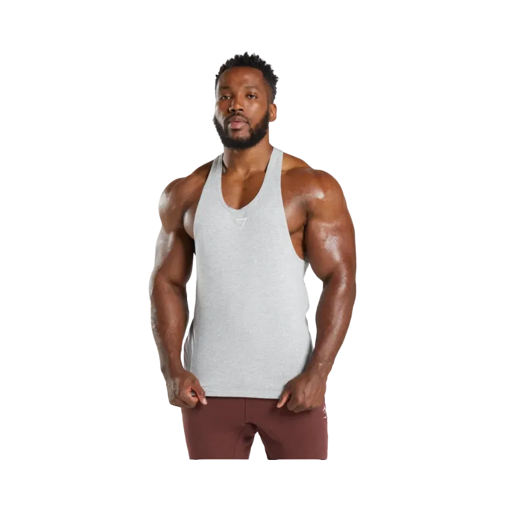 Gymshark React Stringer Slim Fit Light Grey Core Marl