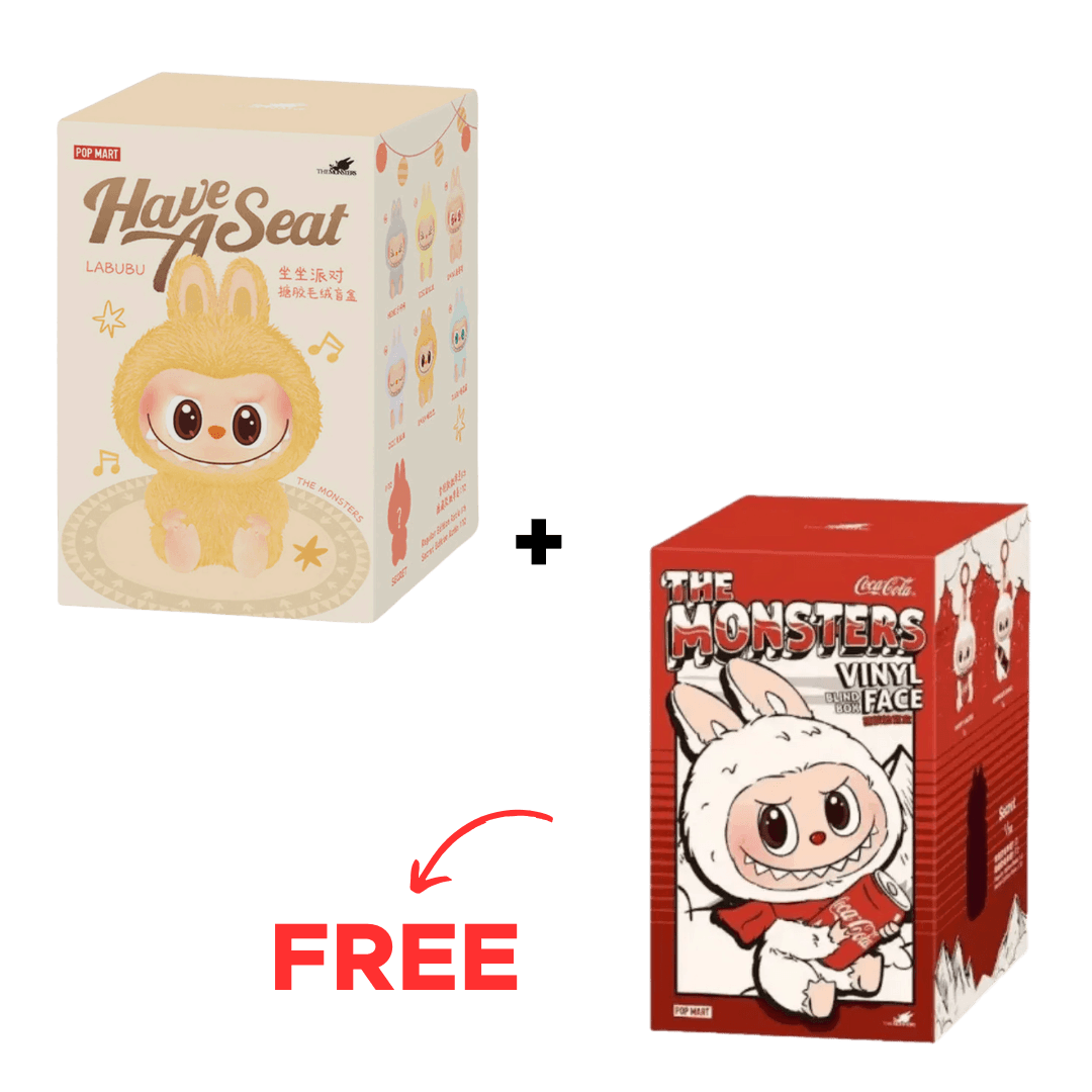 BUY 1 GET 1 FREE - Pop Mart Labubu The Monsters Have a Seat + Coca-Cola Vinyl Face Sealed Case Pack of 2