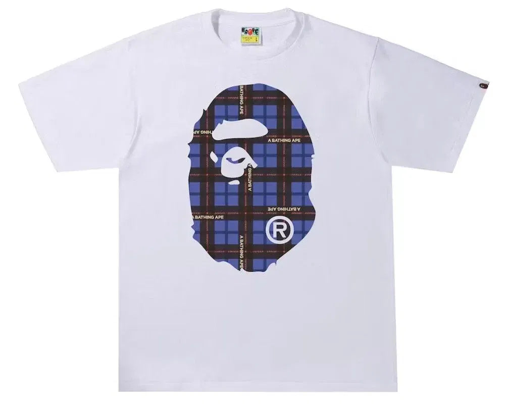 BAPE Logo Check Big Ape Head T-Shirt White