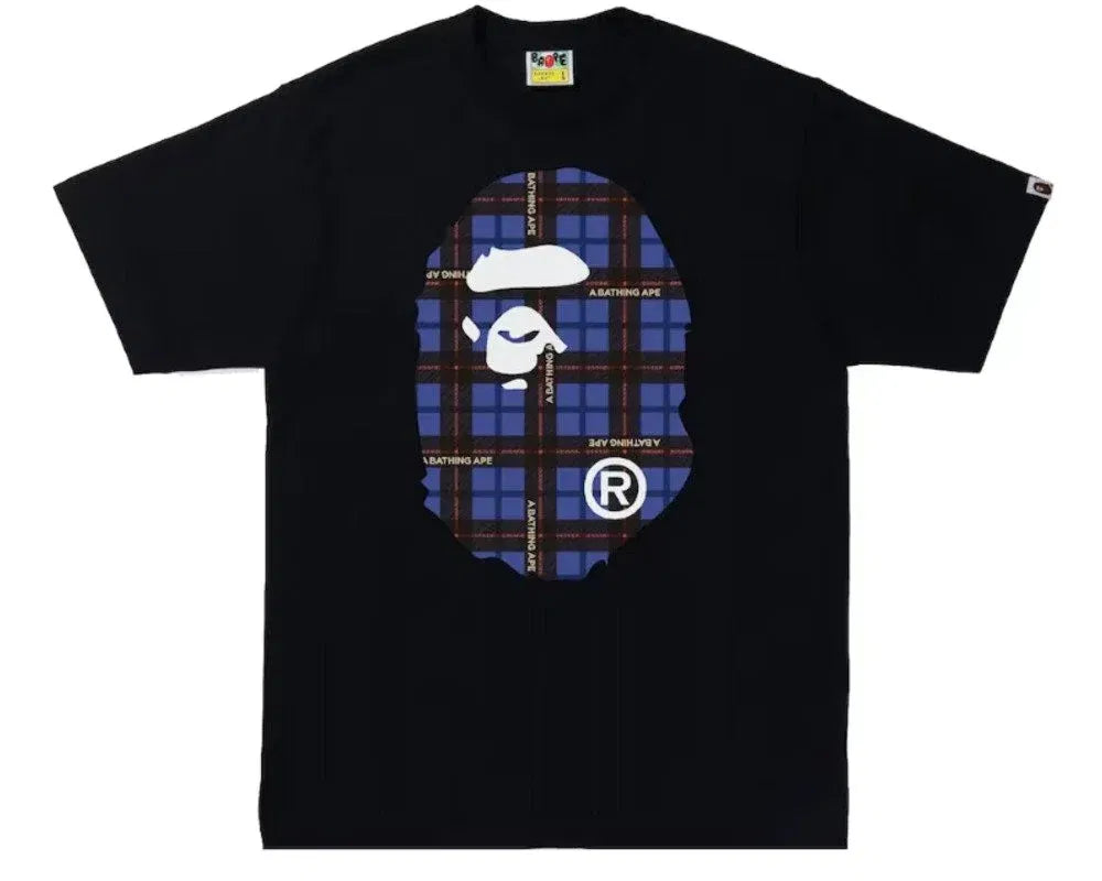 BAPE Logo Check Big Ape Head T-Shirt Black