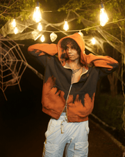 Ember Orange - Washed Oversized Zipper Hood