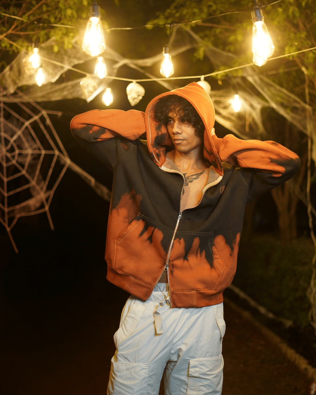 Ember Orange - Washed Oversized Zipper Hood