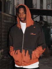 Ember Orange - Washed Oversized Zipper Hood