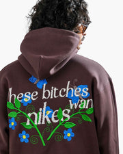 Bitch's Desire Hoodie - Coffee Oversized Embroidered Hoodie
