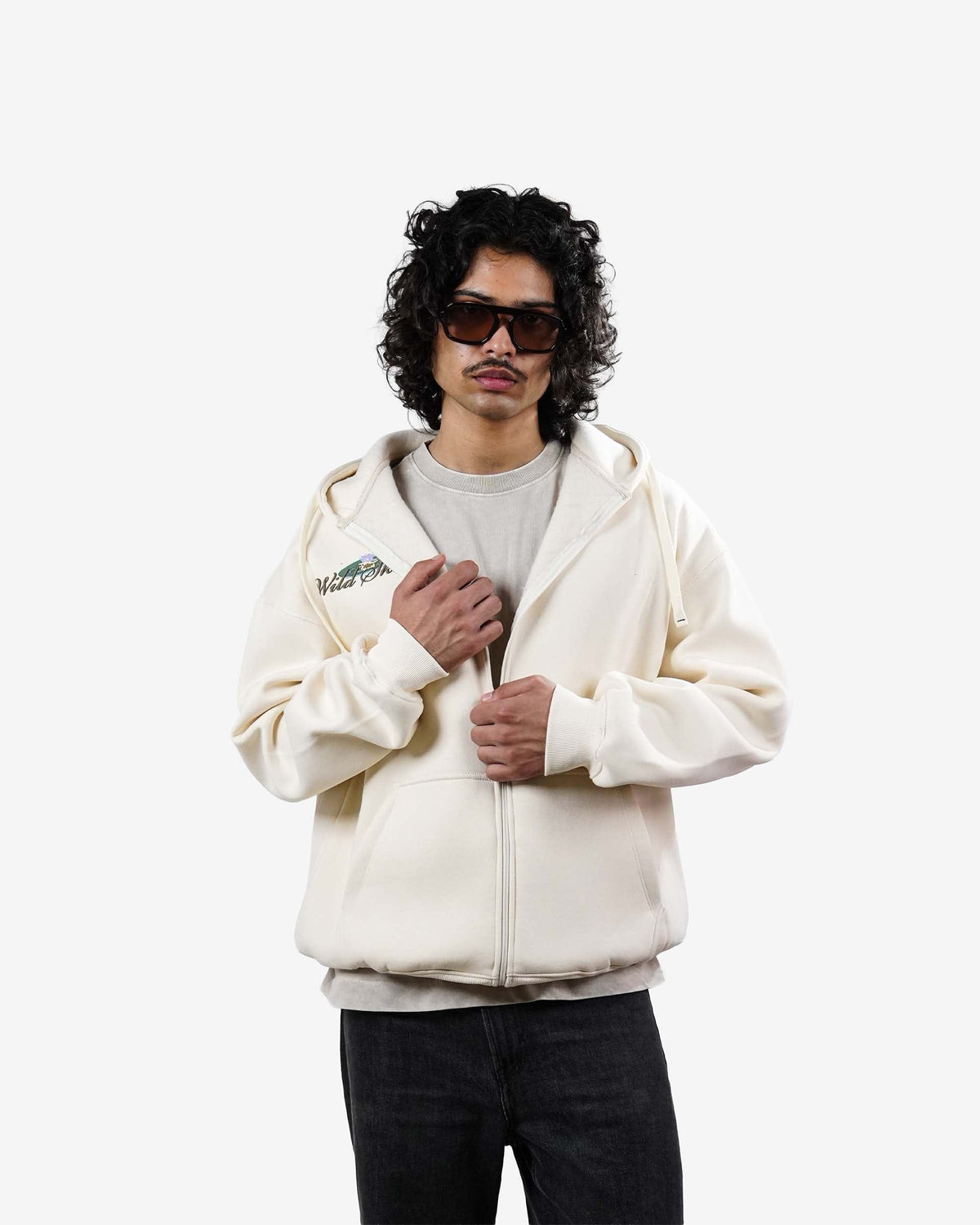 Wild Skies - Off-White Oversized Zipper Hoodie