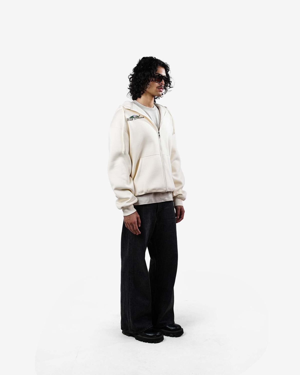 Wild Skies - Off-White Oversized Zipper Hoodie