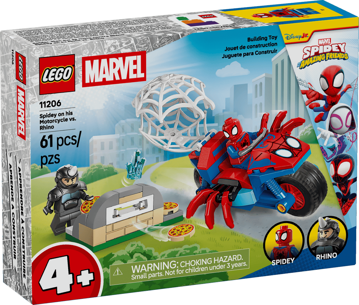Lego Spidey on his Motorcycle vs Rhino