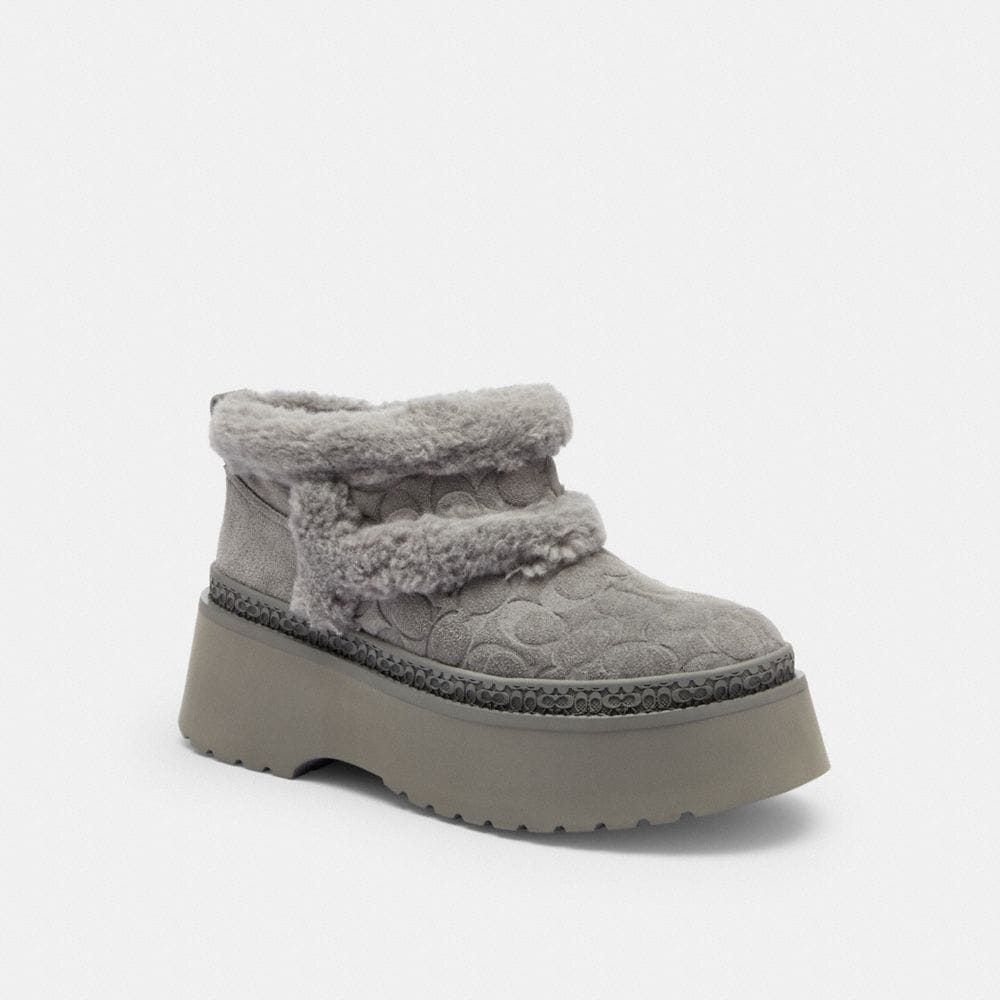 Women's Coach Christina Bootie In Signature Suede Charcoal