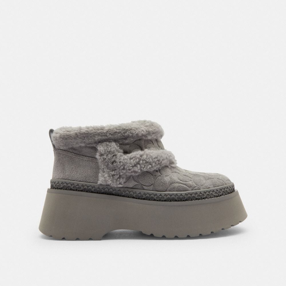 Women's Coach Christina Bootie In Signature Suede Charcoal