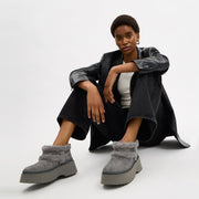 Women's Coach Christina Bootie In Signature Suede Charcoal
