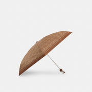 Coach Uv Protection Mini Umbrella In Signature Print Silver Tan Brown