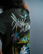 Wild Bloom Tee - Olive Washed Oversized T-shirt