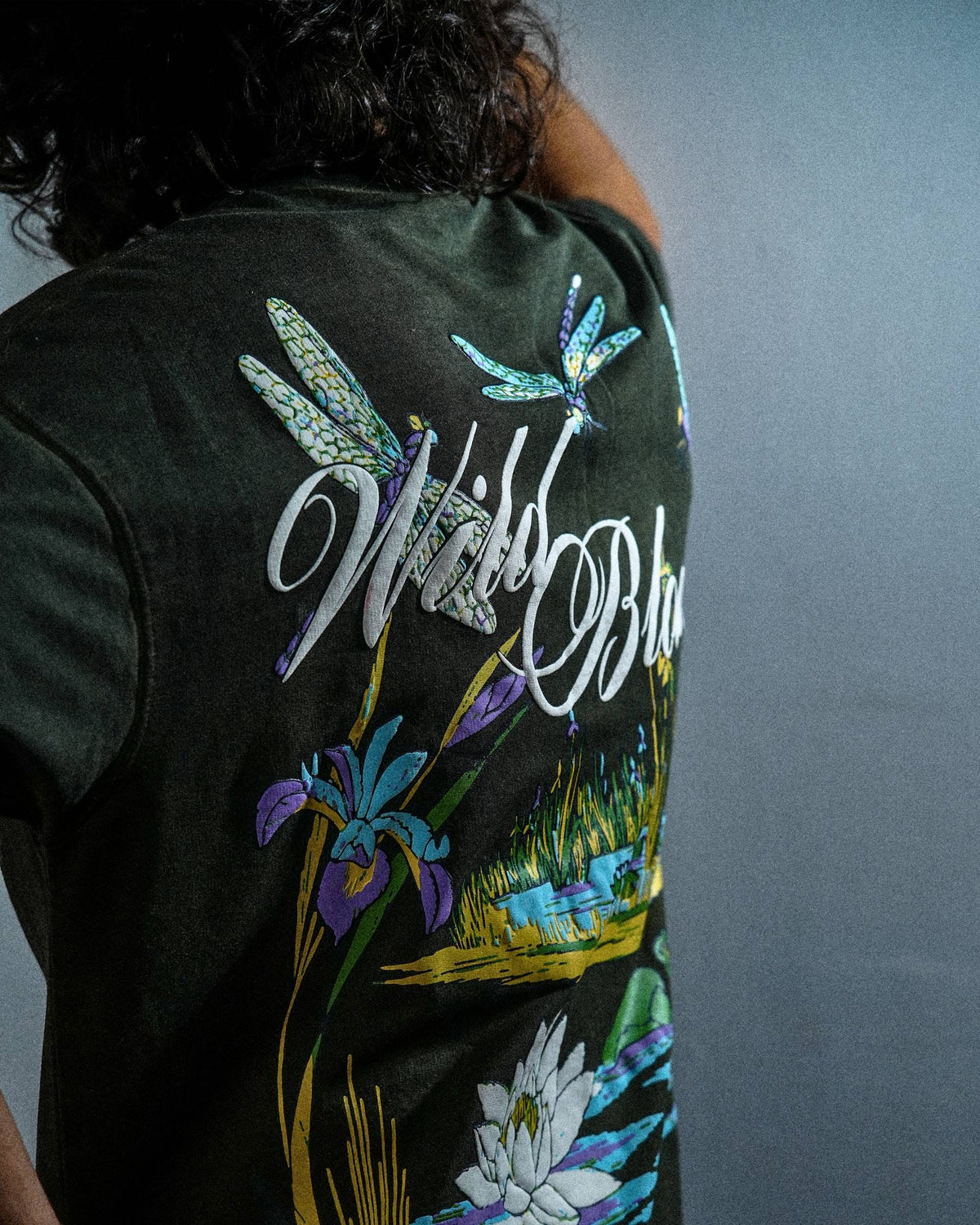 Wild Bloom Tee - Olive Washed Oversized T-shirt