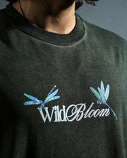 Wild Bloom Tee - Olive Washed Oversized T-shirt