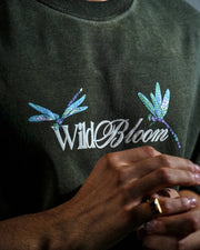 Wild Bloom Tee - Olive Washed Oversized T-shirt