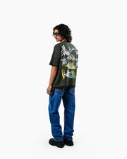 Wild Bloom Tee - Olive Washed Oversized T-shirt