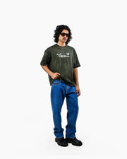 Wild Bloom Tee - Olive Washed Oversized T-shirt