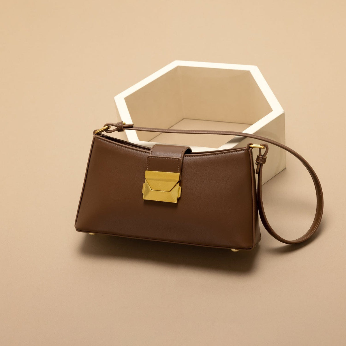 Felice - Ladies Baguette Bag Faux Leather | Dark Brown