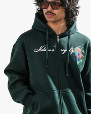 Nature's Royalty - Bottle Green Oversized Zipper Hoodie