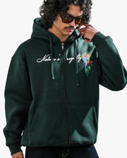 Nature's Royalty - Bottle Green Oversized Zipper Hoodie