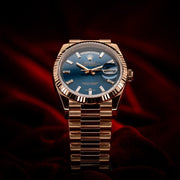 Rolex | Day-Date | 128235 | Rose gold | 36 mm | Rose gold | Blue | Automatic