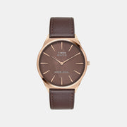 Timex Signio Men Quartz Brown Dial Analog Leather Watch Tweg34200