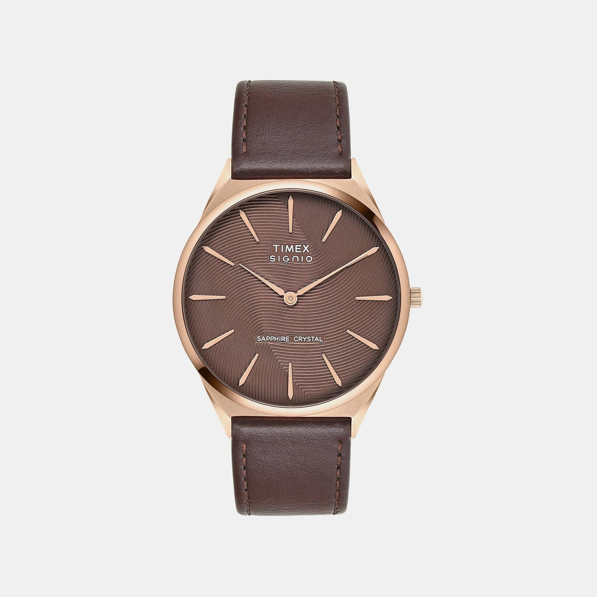 Timex Signio Men Quartz Brown Dial Analog Leather Watch Tweg34200